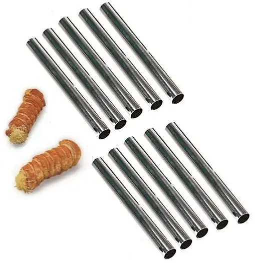 10 stampi Cannoli in acciaio inox D. mm. 15 - Lunghezza mm. 92 Ultima Occasione