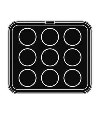 9 impronte tonde Ø 80/76 h 20 mm - Piastra per Cookmatic 380x330 mm Non Perdere