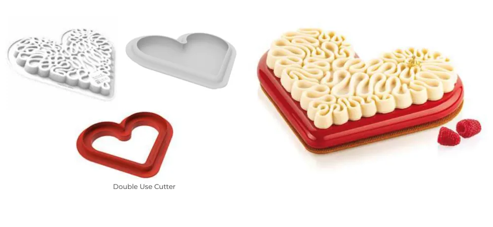 2 Stampi in silicone + cutter Level Hearts 580 di Silikomart Professional Offerta Limitata
