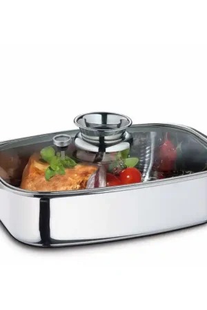 Compra Online Rostiera acciaio inox con coperchio 36x24 cm Kuchenprofi