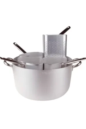 A Buon Prezzo CASSERUOLA CON 4 COLAPASTA A SPICCHIO ALTO ALLUMINIO 3MM CM.40 H.22 LT
