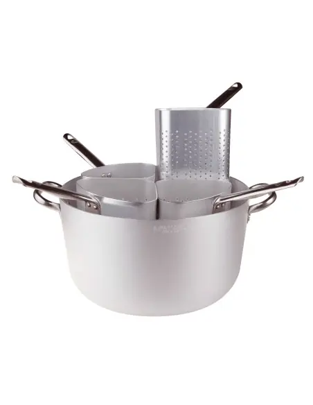 A Buon Prezzo CASSERUOLA CON 4 COLAPASTA A SPICCHIO ALTO ALLUMINIO 3MM CM.40 H.22 LT