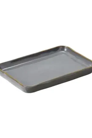VASSOIO HOKKAIDO RETTANGOLARE CM.19,5X12,5X2H GRIGIO IN PORCELLANA LEONE Consegna Rapida