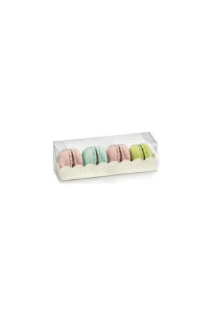 10 Scatole Porta Macarons Pelle Bianca 19x5x5h cm Spedizione Espresso