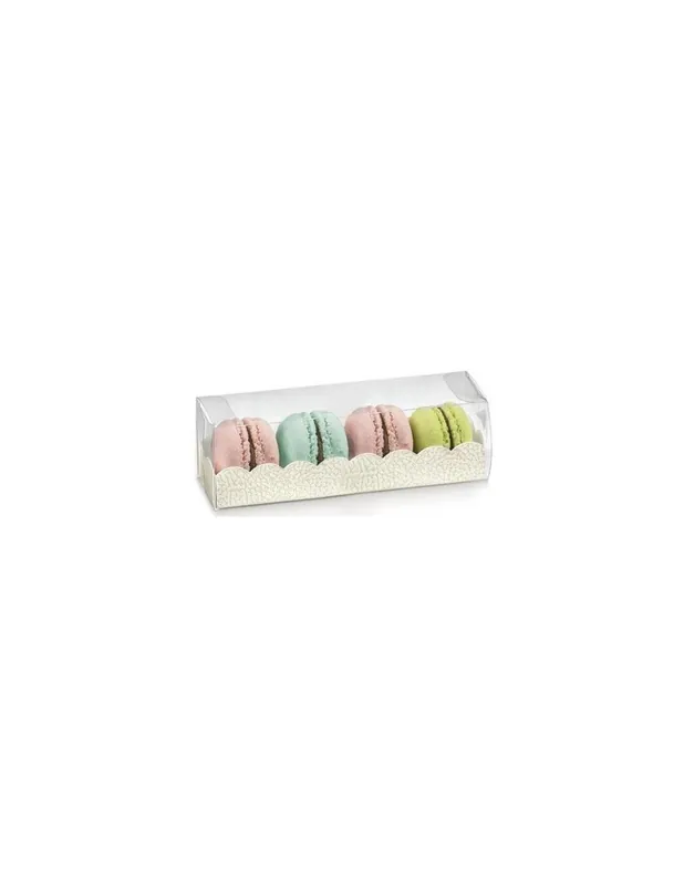 10 Scatole Porta Macarons Pelle Bianca 19x5x5h cm Spedizione Espresso