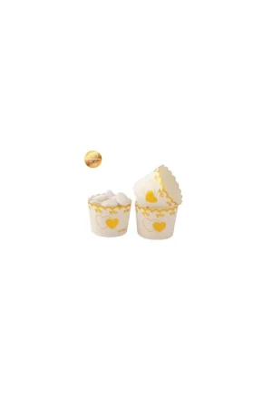 20 Pirottini bianchi con stampa cuore oro 20 pezzi 5x4,5 cm Ultima Occasione