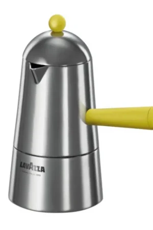 Acquista Ora CARMENCITA POP LAVAZZA Caffettiera Induzione Alluminio con manico e pomolo giallo 6 Tazze