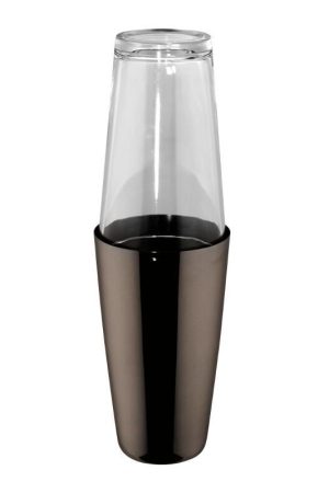 ILSA Mixage Shaker Boston acciaio inox 18/10 placcato nero con bicchiere in vetro cl 70 Scelto Dai Clienti