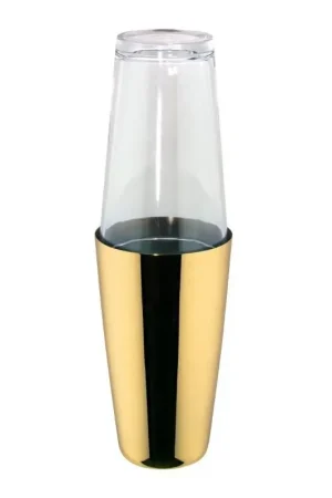 Acquista Ora ILSA Mixage Shaker Boston acciaio inox 18/10 con finitura oro con bicchiere in vetro cl 70