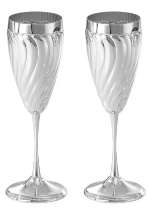 Nuova Collezione Set di 2 Flûte Twisted placcati argento