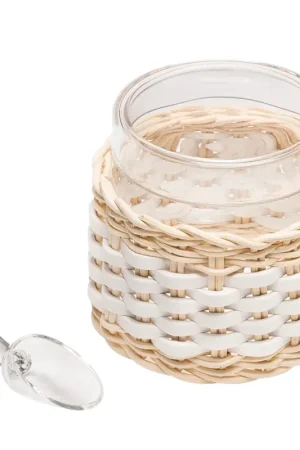 Zuccheriera in vetro Deauville in pelle e rattan Spedito Oggi