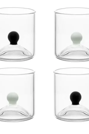 A Buon Prezzo Set di 4 bicchieri da shot Las Chicas in bianco e nero