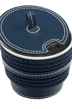 Acquista Ora Zuccheriera blu in ecopelle con inserti in corda