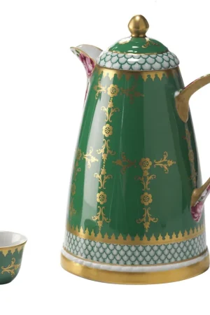 Affare Set di piccoli thermos Dallah verdi e rosa e 6 tazze Finjan