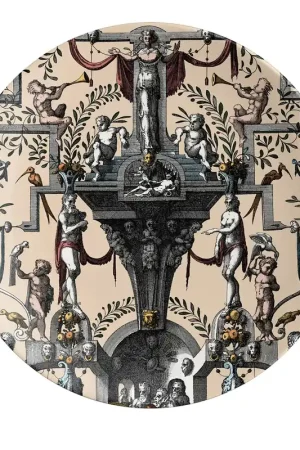 A Buon Prezzo Pompei Piatto Piano in porcellana con disegno di grottesca 5