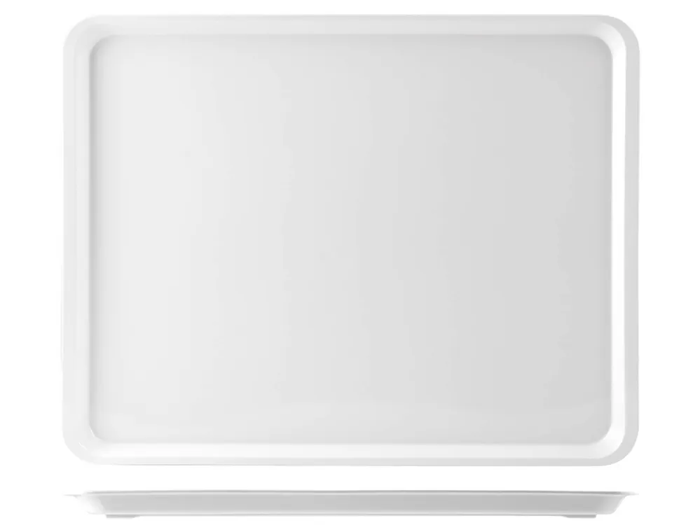 Più Venduto H&H Vassoio Con Bordo In Melamina Cm45X35X2 Bianco