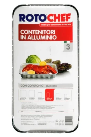 3 Contenitori Rettangolari Rotochef in Alluminio Cm 22x11x7H Occasione Imperdibile