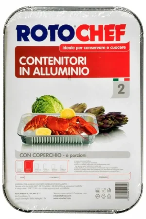 2 Contenitori Rettangolari Rotochef in Alluminio Cm 31x21x5H Offerta Lampo