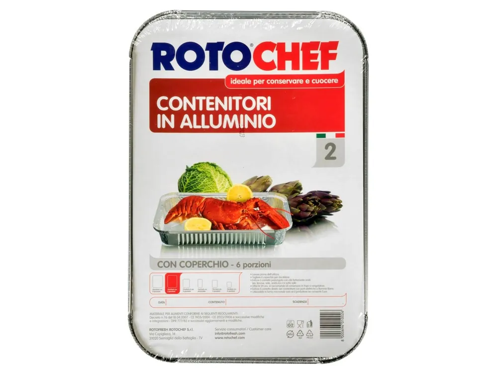 2 Contenitori Rettangolari Rotochef in Alluminio Cm 31x21x5H Offerta Lampo