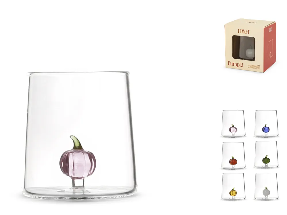 Nuovo Arrivo H&H Set 12 Bicchieri Miniature Zucche In Vetro Borosilicato Cl 29