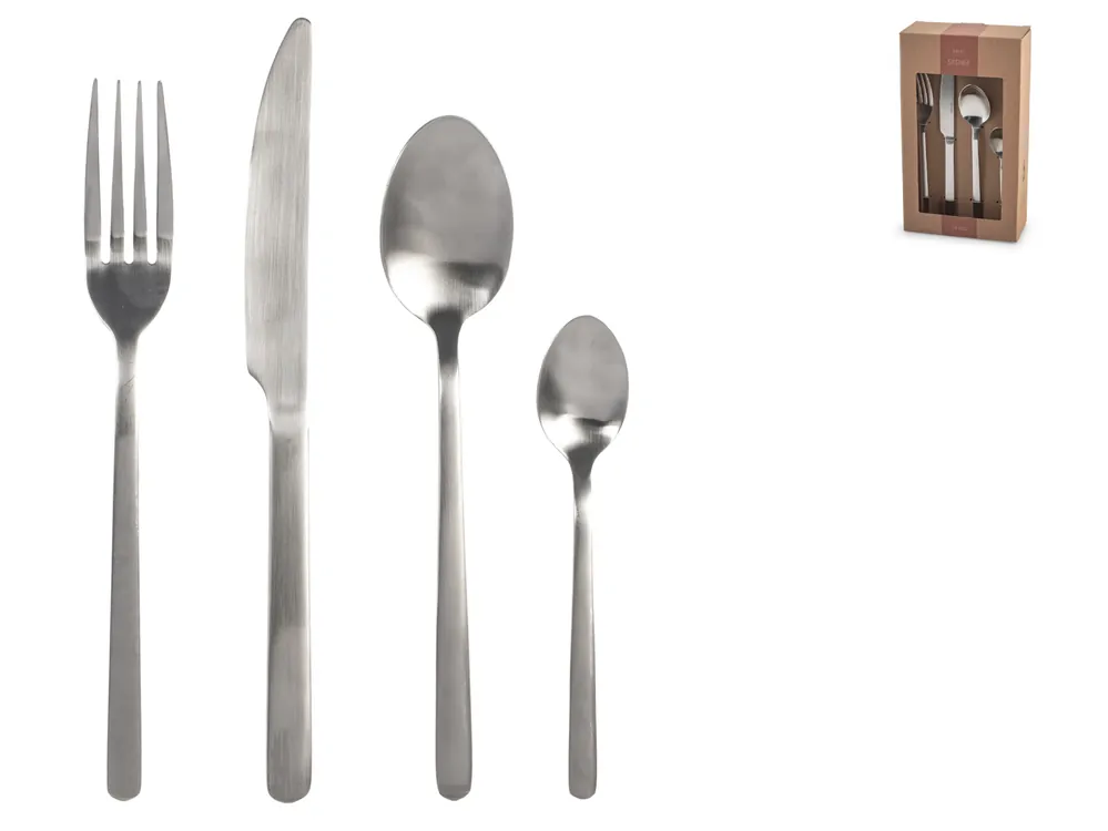 Novità H&H Servizio Posate 24 Pezzi Satinee In Acciaio Inox