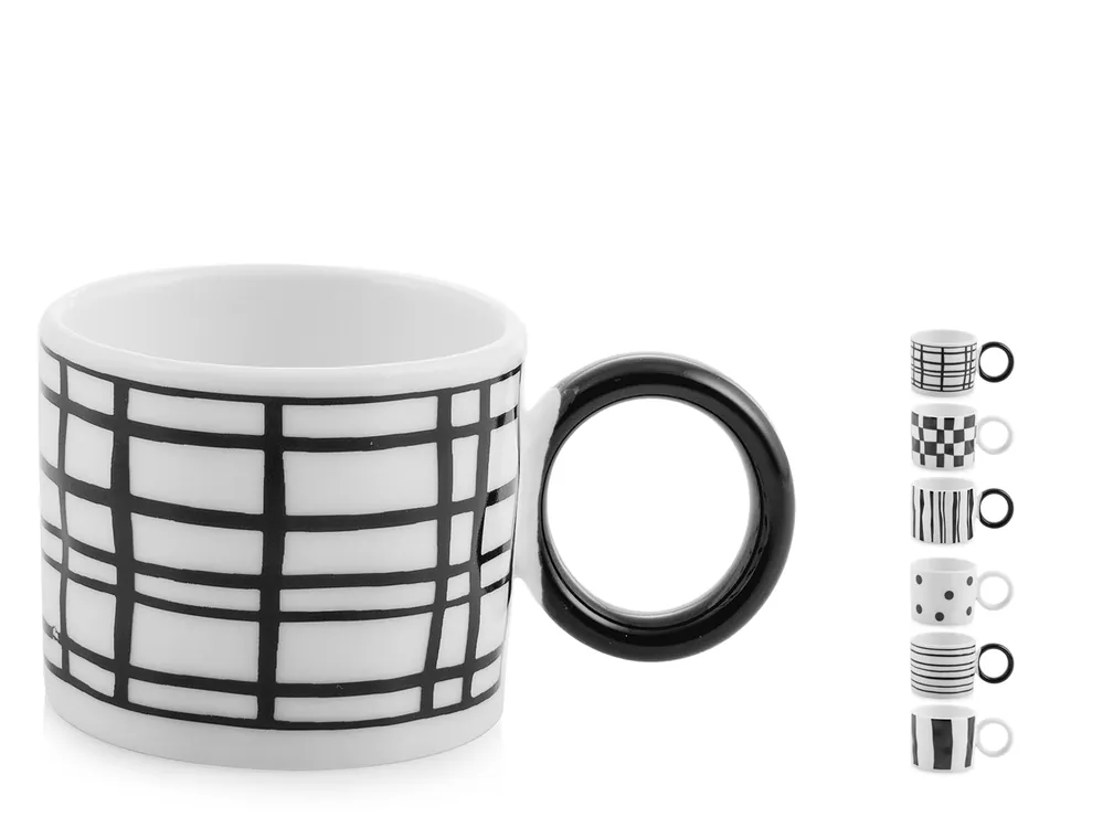 Economico H&H Set 6 Tazze Jumbo Noir In New Bone China Cc 400