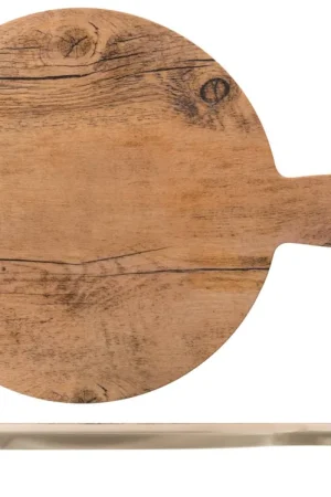 H&H Piatto In Melamina Tondo Decoro Legno Cm28 Con Manico Quantità Limitata