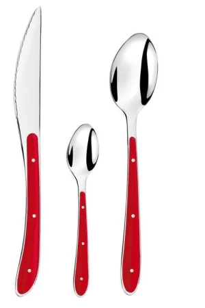 24 Posate Bistro In Inox E Plastica Colore Rosso Compra Adesso