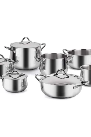 A Buon Prezzo BARAZZONI Sapore Italiano Batteria Pentole 11 Pezzi Acciaio Inox Made in Italy
