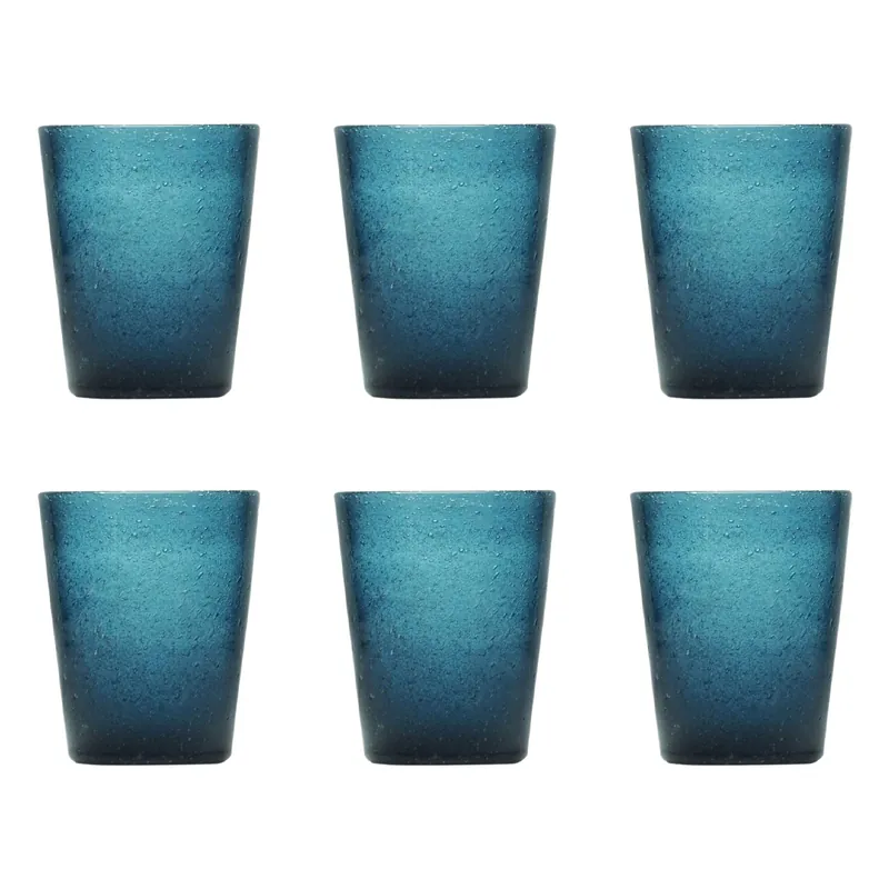 A Buon Prezzo MEMENTO Bicchieri Acqua Monocolore Deep Blue Set 6 Pezzi 250ml Pasta di Vetro